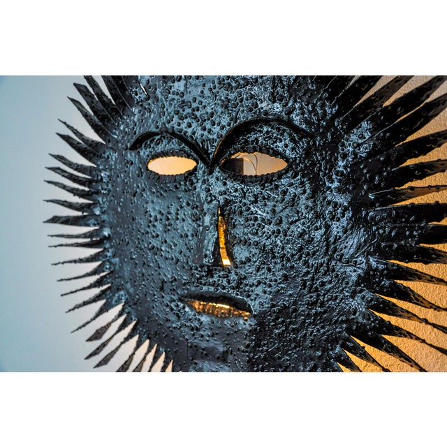 Metal Brutalist Large Sun Sconce, Spain, 1970s For Sale - Image 7 of 10