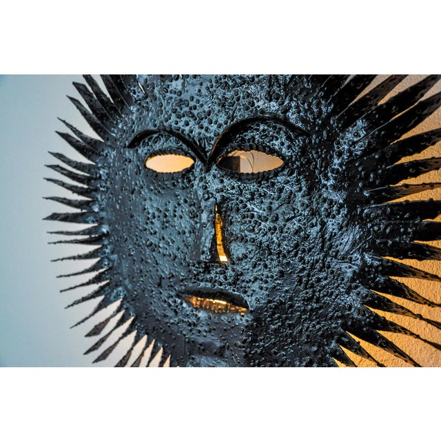 Metal Large Brutalist Sun Sconce, Spain, 1970s For Sale - Image 7 of 10