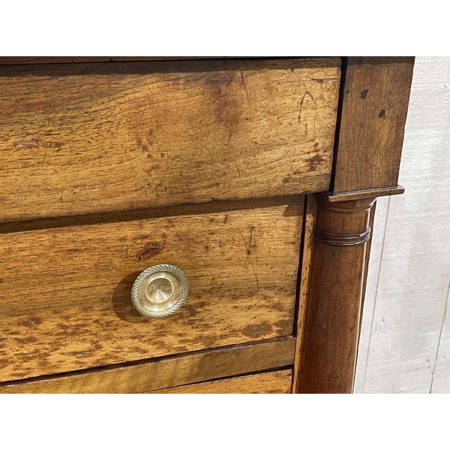 Empire Chest of Drawers in Walnut with Grey St. Anne Marble Top, 19th Century For Sale - Image 13 of 17