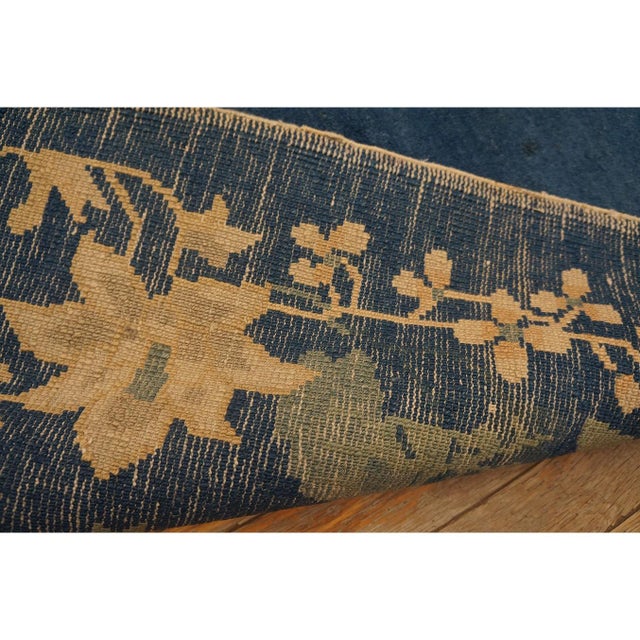 1920s Traditional Blue Medallion Deco Antique Chinese Peking Wool Rug 8'x 9' 6'' For Sale - Image 9 of 11
