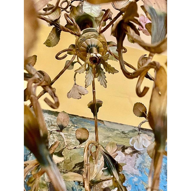 Porcelain Floral Roses Flower Chandelier, 1940s For Sale - Image 12 of 14