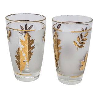 Vintage Libbey Cocktail Glasses Set, Frosted Glass with Gold Leaf For Sale