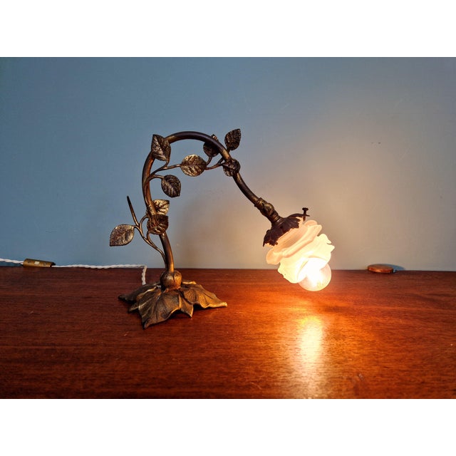 Gold Gilt Bronze and Satin Glass Table Lamp, 1890s For Sale - Image 8 of 12