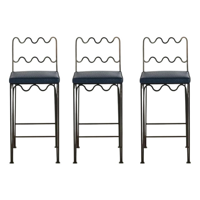 Set of 3 'Méandre' Counter Stools by Design Frères For Sale