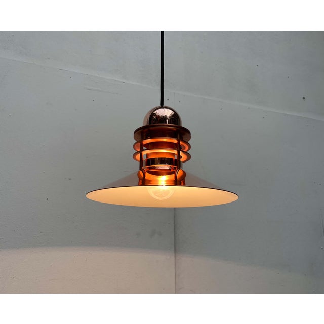 Metal Vintage Danish Copper Nyhavn Pendant Lamp by Alfred Homann and Ole V. Kjær for Louis Poulsen, 1980s For Sale - Image 7 of 18
