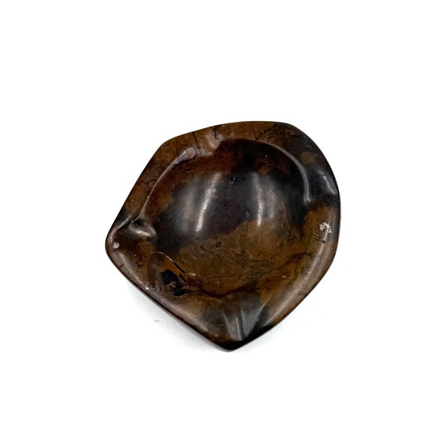 Stone Luxury Fossil Brown Marble Ashtray Bowl, France 1970s For Sale - Image 7 of 10