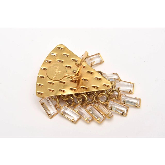 Vintage Sorrelli Cascading Swarovski Crystal Glass Sculptural Clip on Earrings, 1980's For Sale - Image 4 of 7