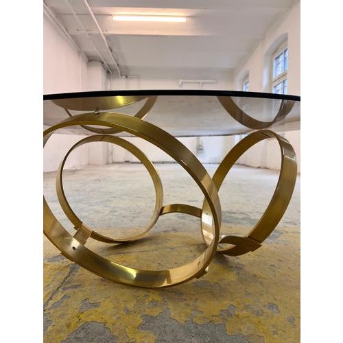 Round Coffee Table in Brass and Smoked Glass attributed to Knut Hesterberg for Ronald Schmitt For Sale - Image 9 of 11