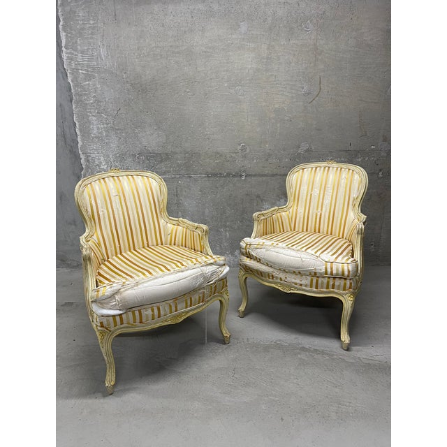 Let this set of French Provincial style armchairs be your blank canvas. Ready for your vision and new upholstery. Make...