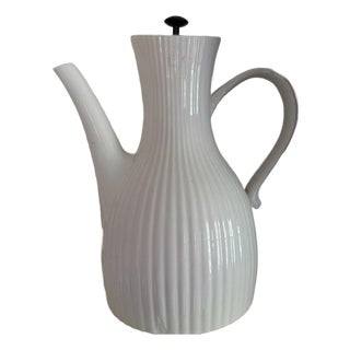 Vintage Ernest Sohn Creation Cream Ribbed Coffee Tea Pot With Locking Lid For Sale