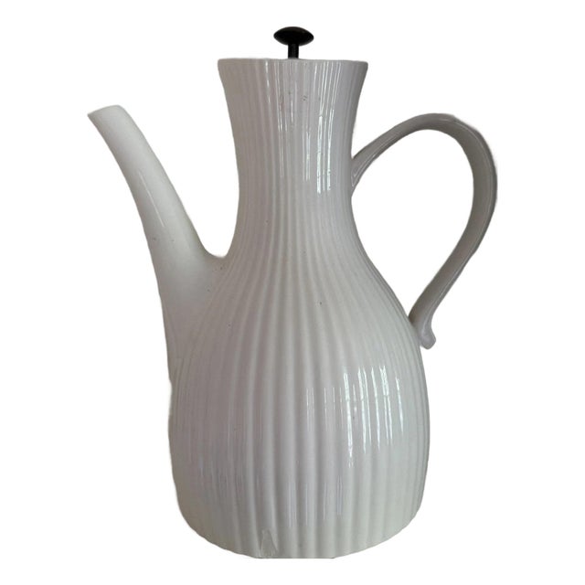 Vintage Ernest Sohn Creation Cream Ribbed Coffee Tea Pot With Locking Lid For Sale