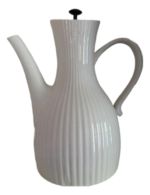 Vintage Ernest Sohn Creation Cream Ribbed Coffee Tea Pot With Locking Lid