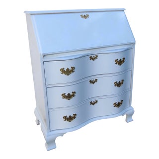 Painted White Serpentine Secretary Desk 6331 For Sale