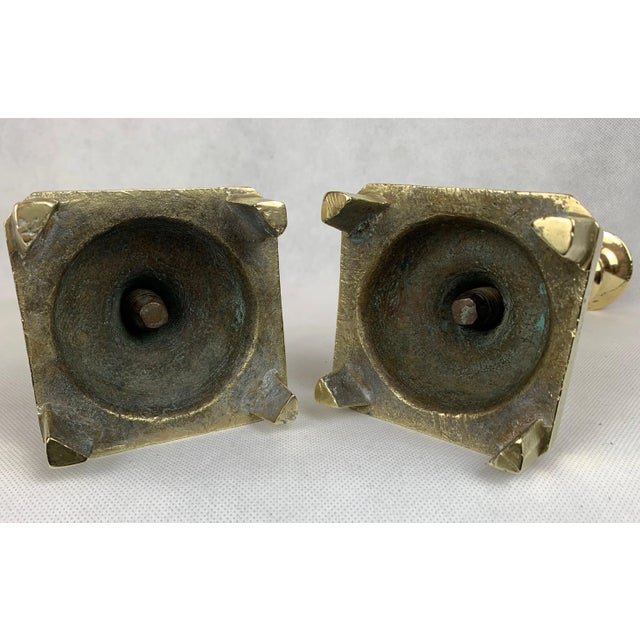 Early 19th Century A Pair of Footed Russian Ninetenth Century Candlesticks in Solid Brass-10.75" For Sale - Image 5 of 7