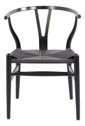 CH24 Wishbone Chair in Black with Black Paper Cord Seat by Hans J. Wegner, 1950s