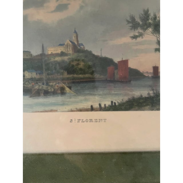 Framed and Matted Landscape Illustration of Saint Florent, a Corsican Port - Art by Deroy For Sale In New York - Image 6 of 7