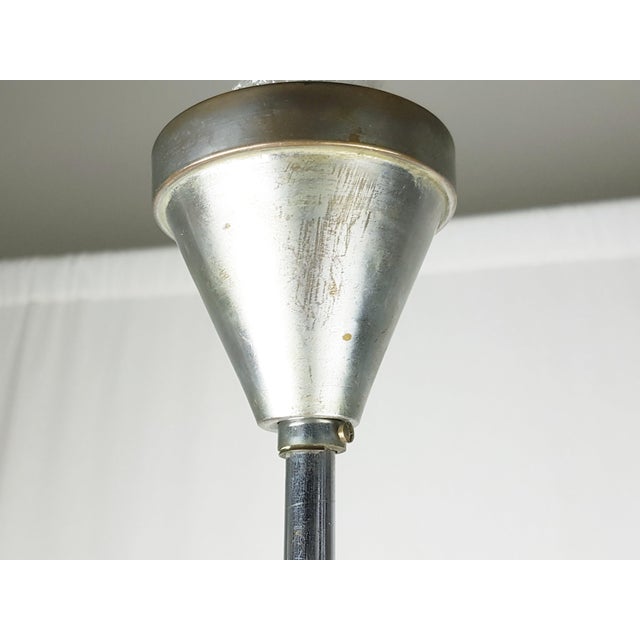 Silver Chrome-Plated and Opaline Glass Pendant Lamp by Otto Müller for Megaphos, 1930s For Sale - Image 8 of 18