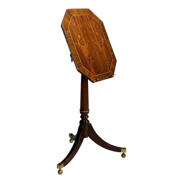 Baker Furniture, Tilt-Top End Table, Mahogany, Rosewood, Brass, Usa, 1970s For Sale