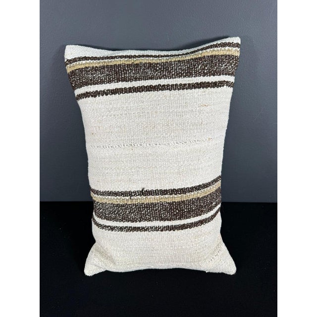 Turkish Hemp Pillow Cushion Natural Beige Brown Pillow Cushion Cover 16 "x 24" For Sale - Image 4 of 4