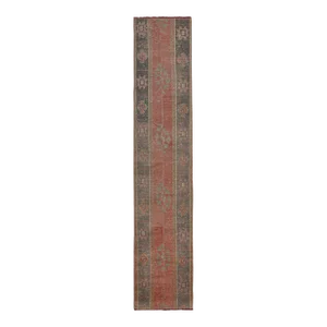 1960s Vintage Turkish Oushak Long and Wide Runner - Stair Tread 2'' X 10'3''