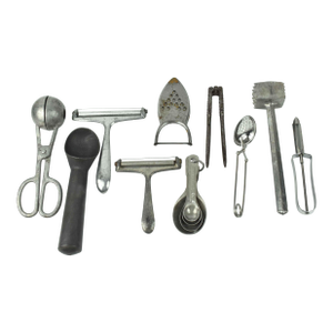 Vintage Mid-Century Metal Kitchen Tool Collection - Set of 10