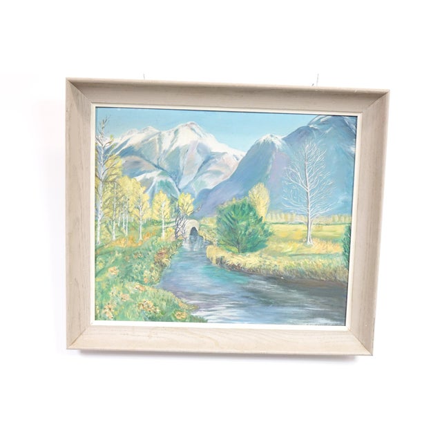 Mid 20th Century Mid 20th Century **"Mediterranean Garden Terrace" – Framed Original Oil Painting Signed on the Bottom For Sale - Image 5 of 6