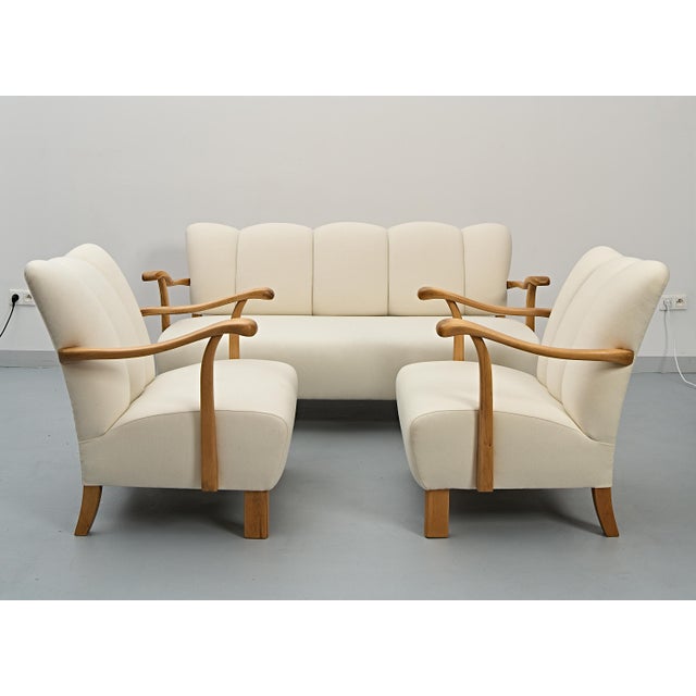 Sofa and Armchairs by Jindrich Halabala, 1930s, Set of 3, in Restored conditions. Designed 1920 to 1949 I have official...