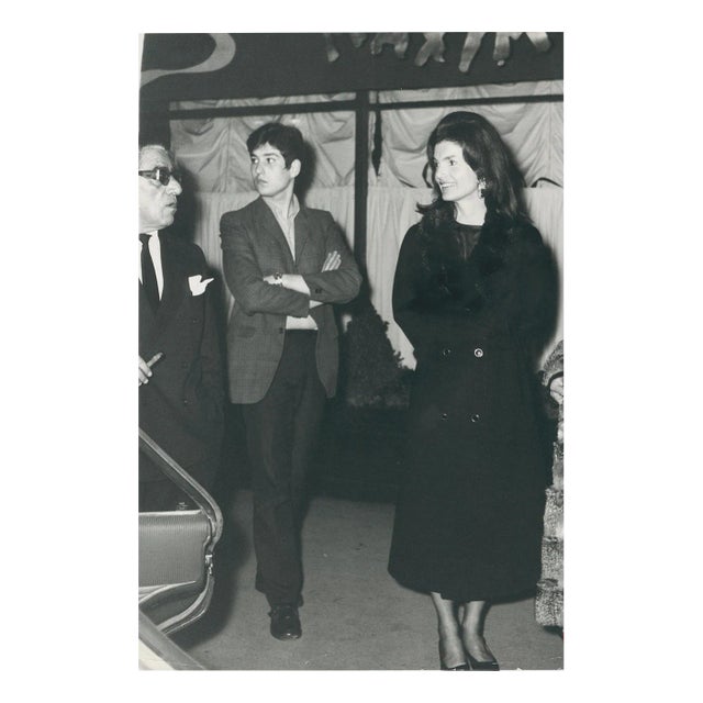 Ari and Jackie Onassis, Paris, Black and White Photograph, 1970s For Sale
