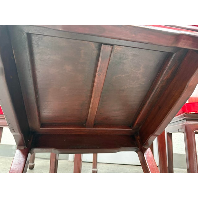 Vintage Asian Rosewood Round Dining Table + Four Chairs, Set For Sale - Image 9 of 12