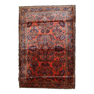 1920s, Handmade Antique Persian Sarouk Rug 4' X 6.4' For Sale