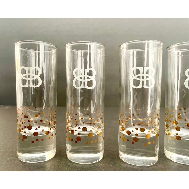 Abstract Vintage Baileys Shot Gold Confetti Glasses - Set of 4 For Sale - Image 3 of 5