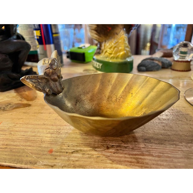 Early 20th Century Vintage Solid Brass Trinket Dish With Cherub For Sale - Image 5 of 7