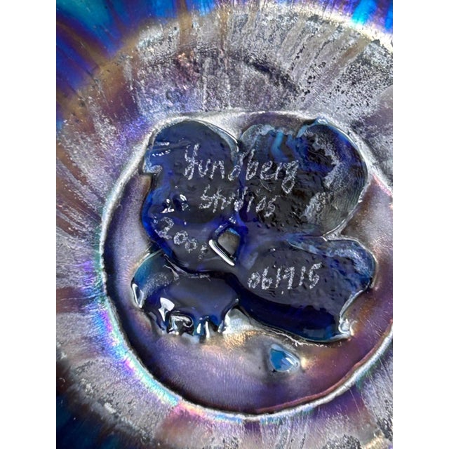 Lundberg Studios Lundberg Studios Art Glass Vase 2001 Van Gogh Sunset Heart Vase 6.5” For Sale - Image 4 of 4