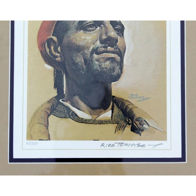 Mid Century Modern Rico Tomaso Framed Signed Lithograph of Natives 63/350 For Sale In Detroit - Image 6 of 9