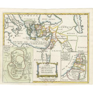 New Testament Holy Land Map with Jerusalem Plan, 1779 For Sale