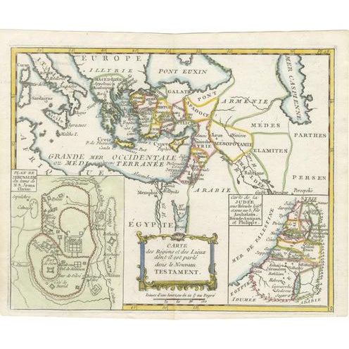 New Testament Holy Land Map with Jerusalem Plan, 1779 For Sale