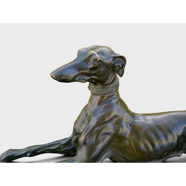 Art Deco Bronze Greyhound Sculpture from F. Galcera, 1920s For Sale - Image 4 of 13