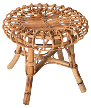 Italian Round Stool in Rattan and Bamboo by Franco Albini, 1960s