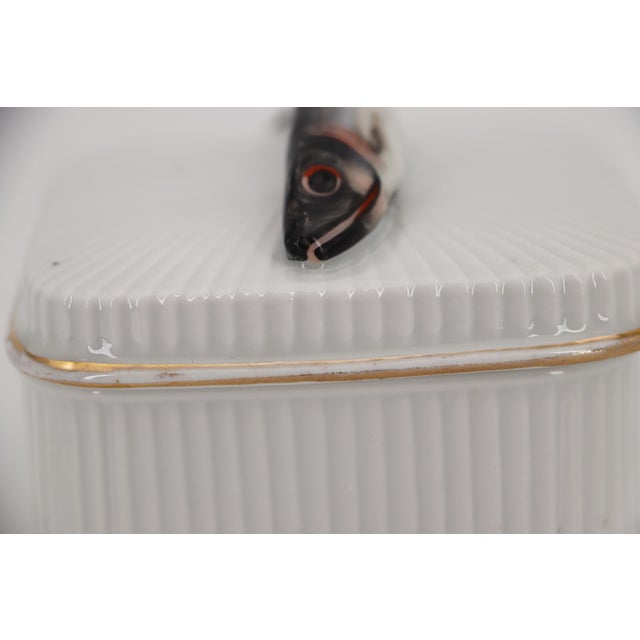 Ceramic Antique 1800s Austrian Hand Painted Porcelain Lidded Sardine Box For Sale - Image 7 of 14