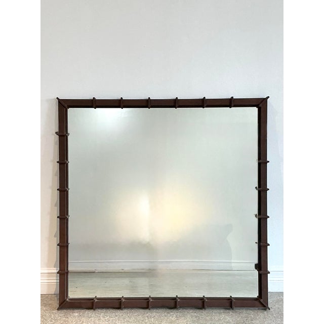 Contemporary Vintage Patinated Wrought Iron Mirror For Sale - Image 3 of 12