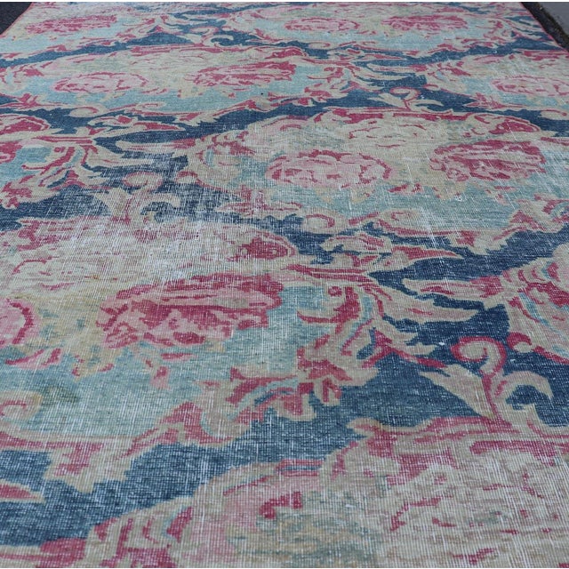 Early 20th Century Antique Persian Tabriz Rug With Elegant Floral Motifs and Soft Pastel Tones 3'6 X 4'8 For Sale - Image 5 of 9