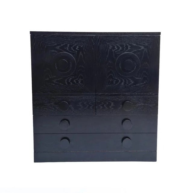 Brutalist Black Cabinet with Three Graphic Patterned Doors, Belgium, 1970s For Sale - Image 13 of 13