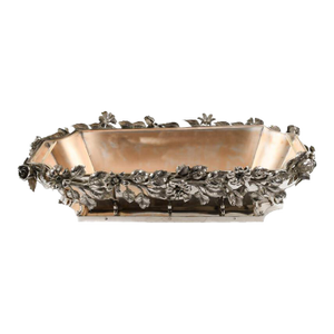 Antique Ornate Floral Silver Plate Jardinière
