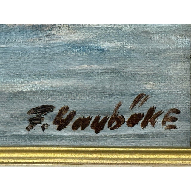 F. Yayboke Turkish Coastal Seascape Signed Oil Painting, Circa 1960's For Sale - Image 11 of 12