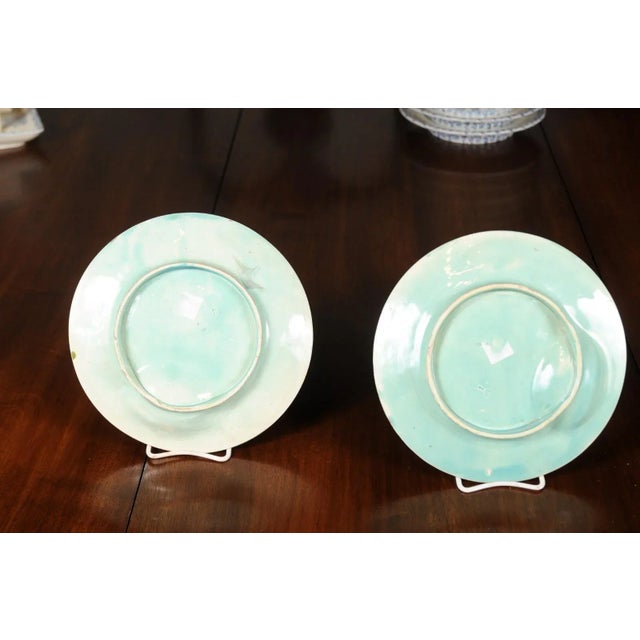 French 1880s Lunéville Majolica Asparagus and Artichoke Dinner Plates - A Pair For Sale - Image 9 of 12