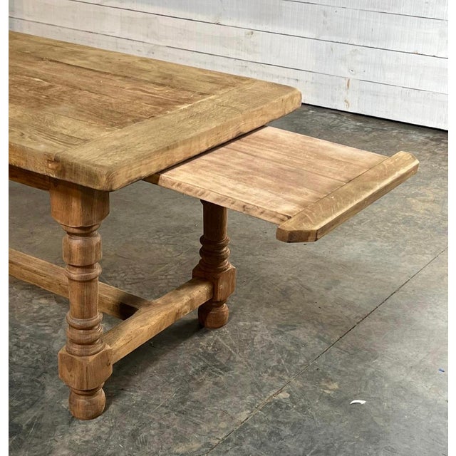French Oak Farmhouse Kitchen Dining Table with Drawer, 1920 For Sale - Image 12 of 18