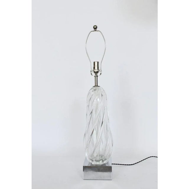 Tall Seguso Murano Glass Swirl Table Lamp For Sale - Image 6 of 12