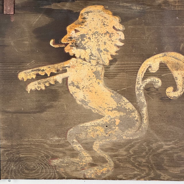 Early 20th Century Charming Antique Wood Trade Sign Advertising "Mary Lyon 1818 House" Double Sided For Sale - Image 5 of 6