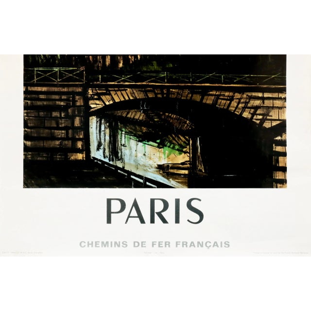 Mid-Century Modern 1963 Original French Railway Poster, Chemins De Fer Francais, Paris (Notre Dame Cathedral) For Sale - Image 3 of 6