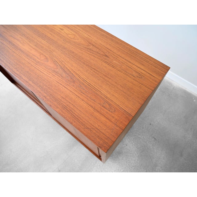 Vintage Sliding Door Cabinet in Teak by Hans Wagner for Ry Möbler For Sale In Detroit - Image 6 of 16